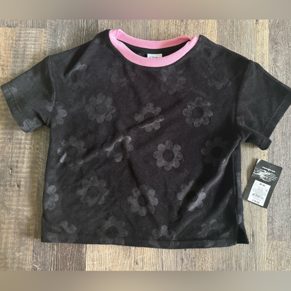 NEW Art Class Girls Cozy terry cloth Pajama Top‎ Black hearts size 8 Medium
